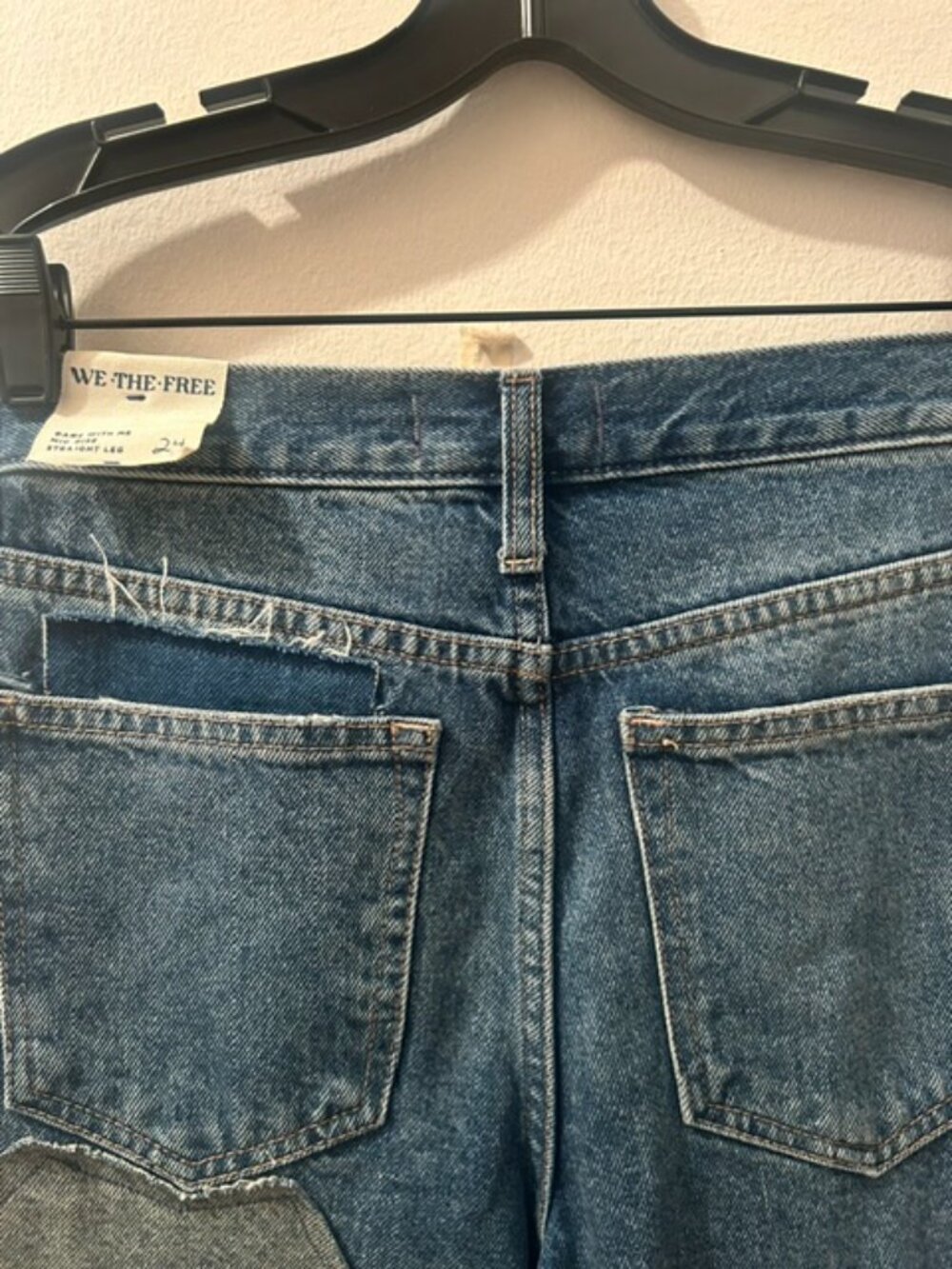 We The Free Free People Bare With Me Patchwork Straight Leg Denim Jeans - Picture 13 of 16